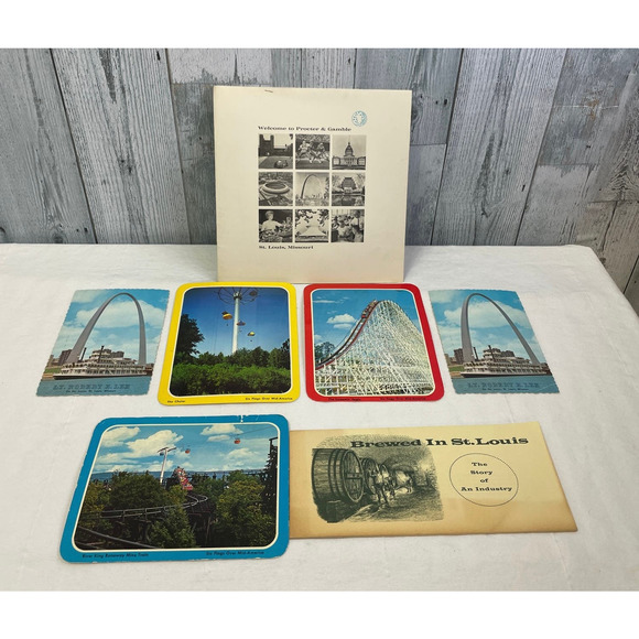 Vintage St Louis Gateway Arch Six Flags Procter & Gamble Falstaff Postcard Lot - Picture 1 of 4